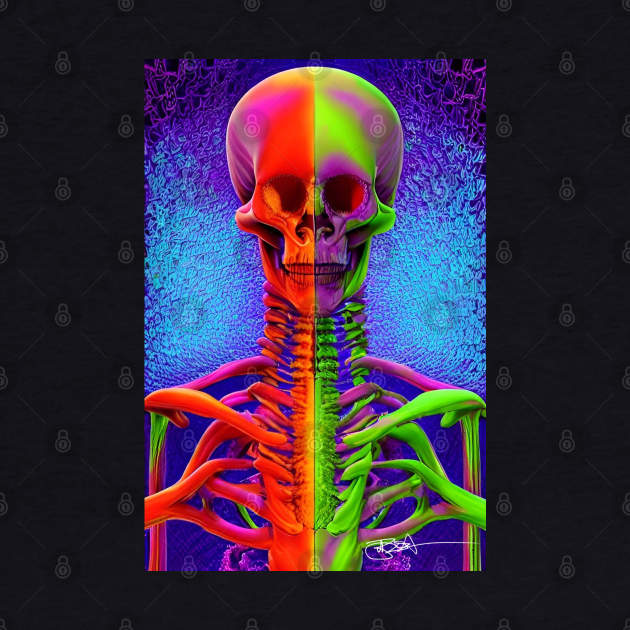 Psychedelic Skeleton Shroom Vibes 6 by Benito Del Ray